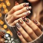 Gingerbread cozy coffe design nail art