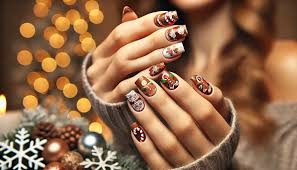 Gingerbread cozy coffe design nail art