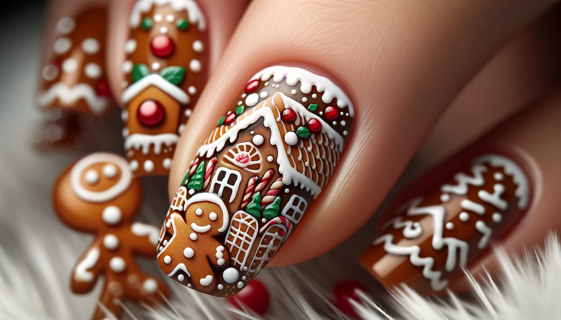 Classic gingerbread manicure.