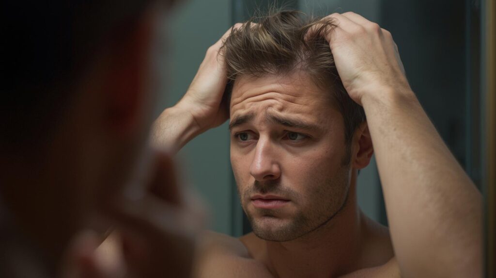 Man is worried about his hairfall problem