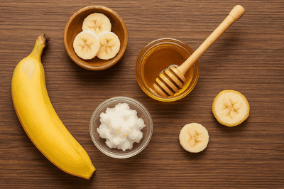 Honey and bananas can be seen in the background.