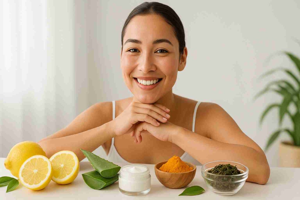 There are shown home remedies to get rid of freckles.