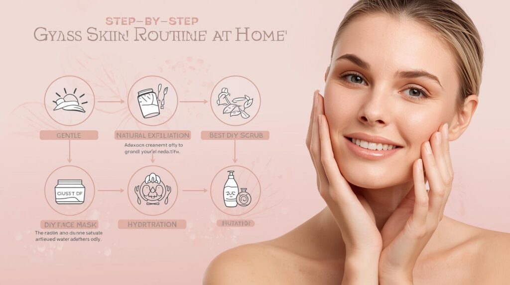 Step-by-Step Glass Skin Routine at Home _Gentle Cleansing _Natural Exfoliation _Best DIY scrub _DIY Face Mask _Hydration.