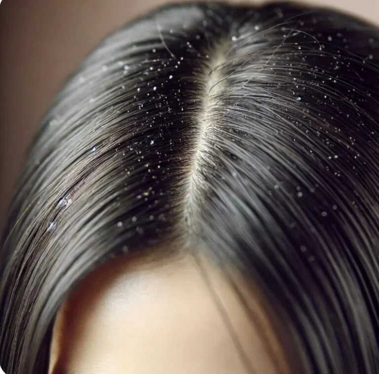 Ai-generated image of dandruff hair.