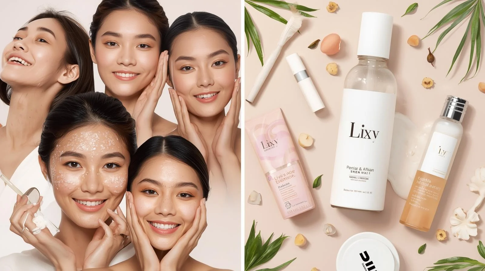 explores the popularity of the Korean skincare routine. The image could feature a diverse group of individuals with healthy, glowing skin, perhaps engaged in various steps of a skincare ritual, or a stylized flat lay of popular Korean skincare products and tools.